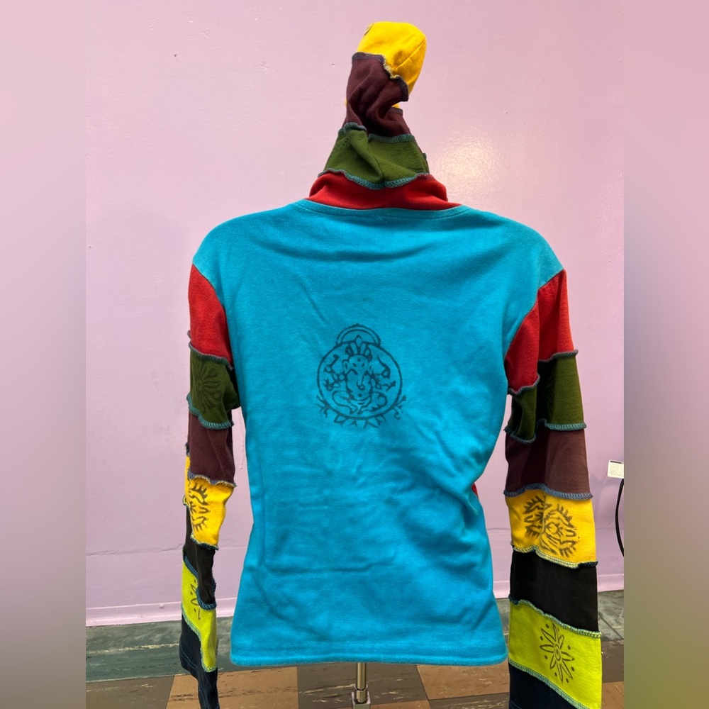 Ganesha Patchwork Hand Painted Zip Up Hoodie From… - image 5